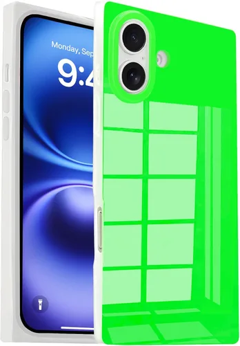Vista 11 de Funda rectangular compatible con iPhone 15 Neon para mujer, diseño de lujo de fluorescencia brillante, flexible, suave, delgada, de gel de goma TPU