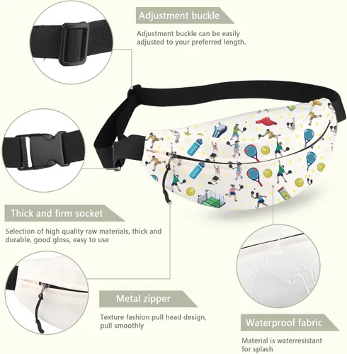 Vista 4 de MEIKIUP Riñonera de pádel para amantes del pádel, regalos para entrenador de pádel, accesorio deportivo, bolsa cruzada de pádel, Pádel WB, Moderno