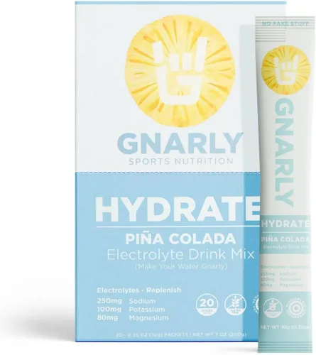 Vista 14 de Gnarly Nutrition Hydrate Electrolyte Powder - Mezcla de bebida hidratante para ejercicio de pomelo rojo rubí - Contenido NSF certificado - Solución