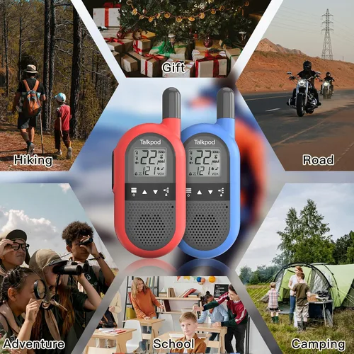 Vista 7 de Talkpod F40 Walkie Talkies 2 unidades para niños, adultos, radio FRS de mano de 2 vías con batería de iones de litio 22CH Walkie Talkie familiar