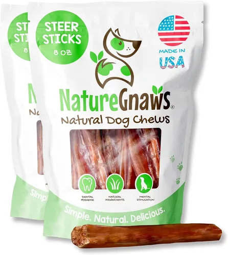 Vista 12 de Nature Gnaws Bully Stick Bites 2-4" sin cuero crudo para perros pequeños, 8