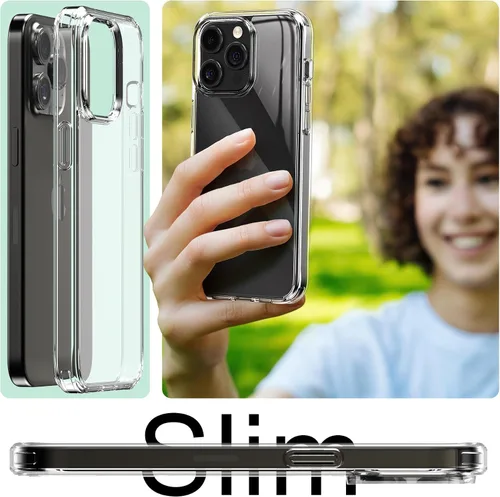 Vista 7 de Funda transparente de ajuste delgado para iPhone 15 Pro de 6.1 pulgadas con 2 protectores de pantalla de vidrio templado + 1 protector de lente