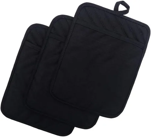 Vista 9 de Anyi Juego de soportes para ollas y guantes de horno de 7 x 9 pulgadas, resistentes al calor, de algodón, con bolsillo para ollas, características