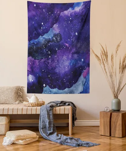 Vista 33 de Lunarable Tapiz japonés, Geisha joven en kimono con maquillaje oriental tradicional de Sakura, decoración de tela para colgar en la pared