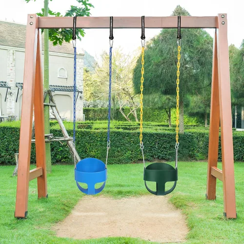 Vista 7 de RedSwing Asiento de Columpio de Cubo con Respaldo Alto para Niños Pequeños con Cadenas Recubiertas, Asiento de Columpio Resistente para Niños