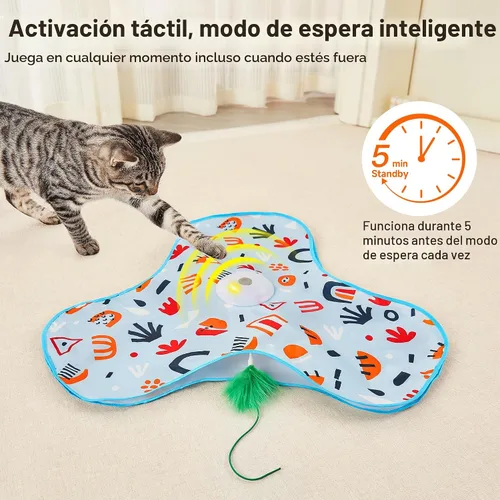 Vista 4 de Potaroma Juguetes interactivos para gatos de busca y captura, varita de plumas oculta y en movimiento, pateador automático recargable para gatitos