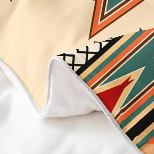 Vista 5 de Juego de ropa de cama 100% algodón exótico con funda de edredón individual, diseño tribal, suroeste americano, étnico, bohemio, abstracto