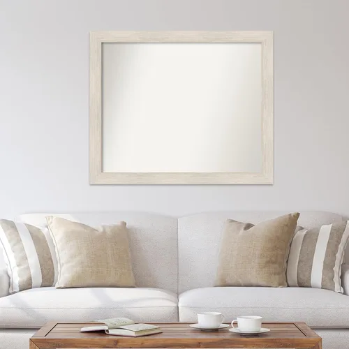 Vista 4 de Amanti Art Espejo de baño blanco para sobre el fregadero, 36 x 43 pulgadas, espejo rectangular de tocador rectangular de madera blanca lavada a