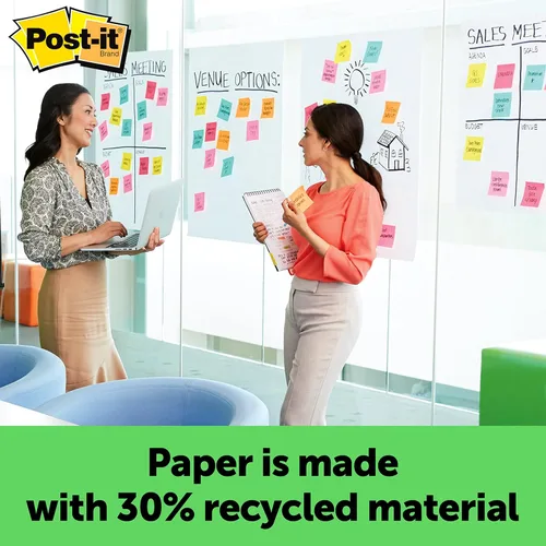 Vista 5 de Rotafolios Post-it, 25 x 30 pulgadas, blanco reciclado, rotafolios con 30 hojas, Blanco