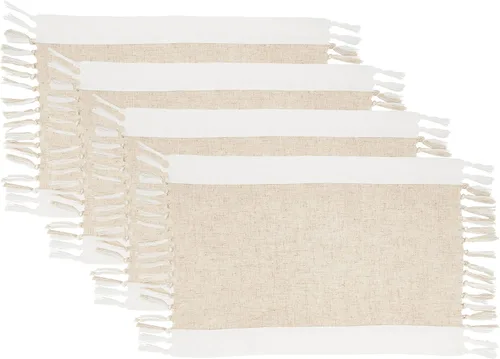 Vista 3 de SARO LIFESTYLE Bridger Collection - Manteles individuales de mesa de dos tonos (juego de 4), 14 x 20 pulgadas, natural