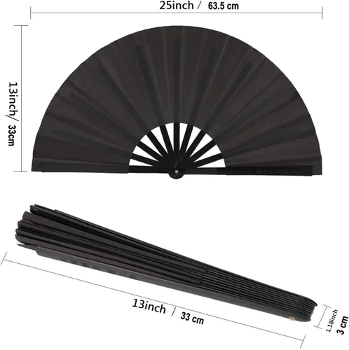 Vista 2 de Ventilador de mano plegable grande, ventilador de mano plegable para mujeres, abanicos de mano, ventilador de mano chino de Kung Fu Tai Chi