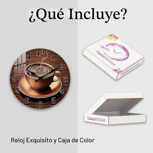 Vista 7 de Reloj de pared de taza de café para cocina de 10 pulgadas – Reloj de pared vintage a pilas – Relojes de pared de madera silenciosos sin tictac