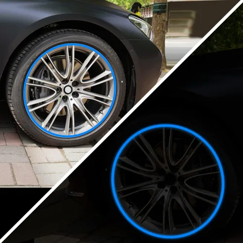 Vista 5 de 16 piezas de calcomanías reflectantes de 17 a 19 pulgadas para llantas de automóvil, cintas decorativas para llantas de automóvil, calcomanías
