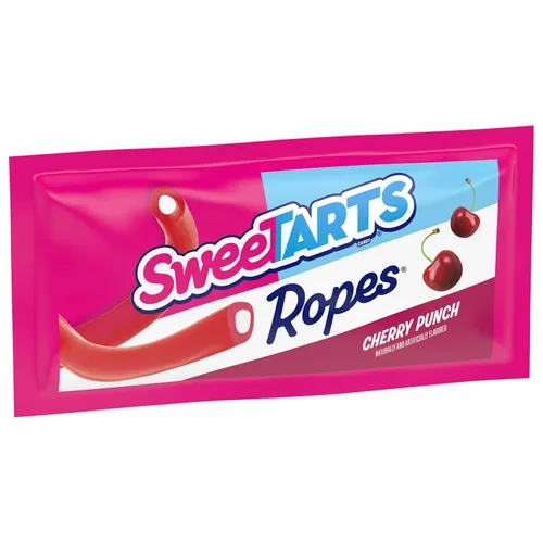 Vista 5 de SweeTARTS Ropes Candy, mezcla variada, ponche de cereza, ponche de arco iris torcido, fresa picante, suave y masticable, 15 onzas Cherry Punch