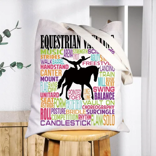 Vista 5 de BWWKTOP Bolsa de lona para saltarse ecuestre, regalos de bóveda de caballo, bolsa de hombro, regalo de equitación