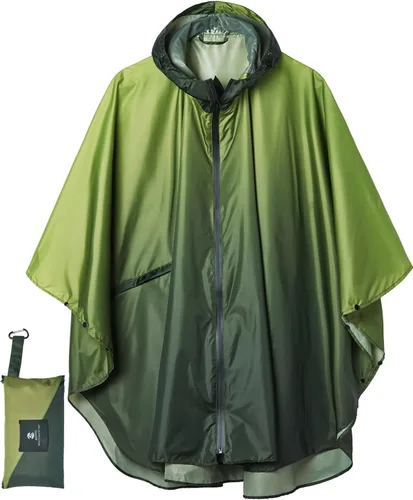 Vista 9 de SaphiRose Rain Poncho Jacket Coat Hooded for Adults with Pockets Gradiente Borgoña
