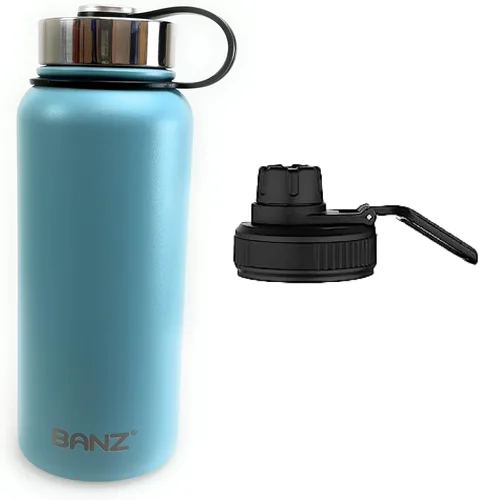 Vista 12 de Banz Botella de agua aislada - Botella de acero inoxidable de 32.1 fl oz con tapa deportiva adicional