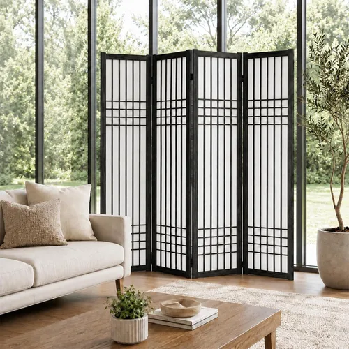 Vista 10 de 6 Panel Room Divider, 66.9" Tall Folding Privacy Screen, Natural 6 Panel Natural
