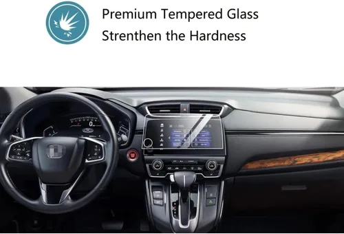 Vista 4 de ZFM Protector de pantalla de vidrio templado compatible con Honda CRV 2017-2022, dureza 9H, alta definición, protector de pantalla táctil central