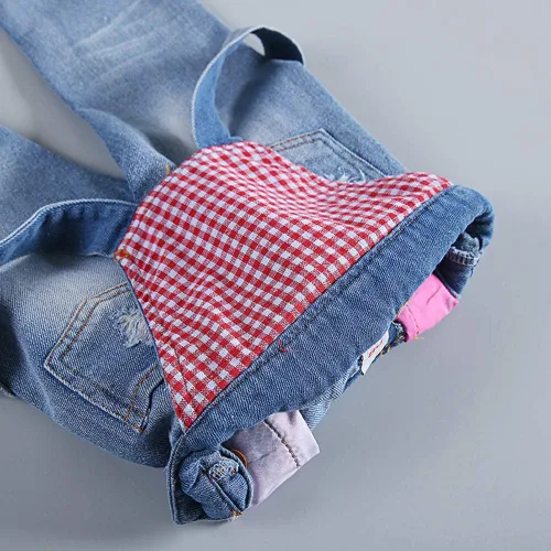 Vista 5 de KIDSCOOL SPACE Bebé y niños pequeñosniñas azul y negro Denim Overalls,Jean Workwear