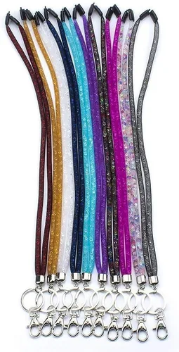 Vista 2 de SAVORI Cordón de llavero brillante de 32.9 pulgadas, con diamantes de imitación de cristal, correa para el cuello para mujeres, niños, profesores