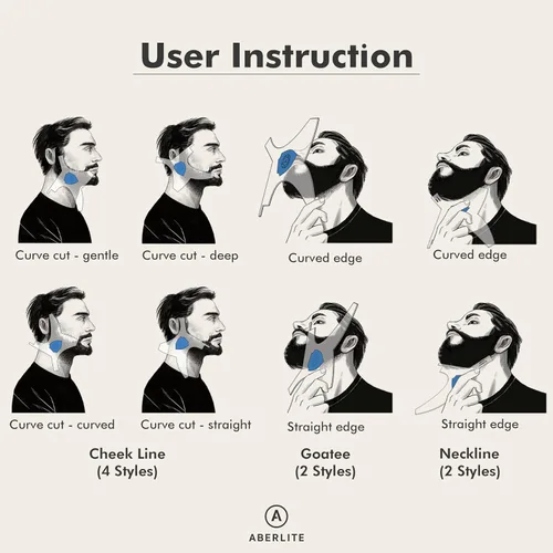 Vista 8 de Aberlite ClearShaper 3.0 - Kit moldeador de barba con dos lápices de barbero - Herramienta de moldeado premium - 100% transparente Muchos estilos