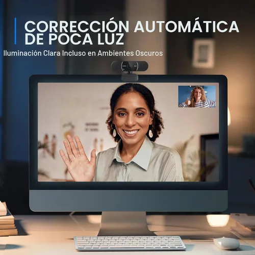 Vista 4 de EMEET C960 - Cámara web USB 2K QHD, 2 micrófonos con reducción de ruido y tapa de privacidad, enfoque automático TOF, plug and play