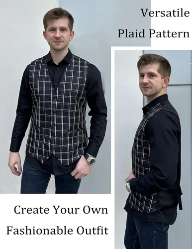 Vista 2 de COOFANDY Chaleco de traje de negocios para hombre, chaleco de vestir casual, chaleco ajustado