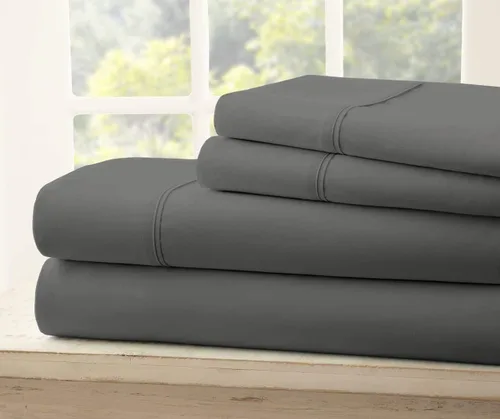 Vista 2 de Elegant Decor Juego de sábanas de lujo de 4 piezas de microfibra súper suave de 15-17 pulgadas de profundidad de 15-17 pulgadas de profundidad
