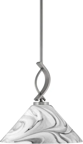 Vista 112 de Toltec Lighting Cavella Stem Colgado Mini colgante, acabado grafito, vidrio de muselina blanca de 4 pulgadas