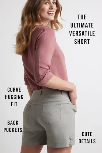 Vista 6 de Pantalón corto Ease Into Comfort de Rekucci, elástico, con efecto adelagazante, sin cierre, fácil de poner, entrepierna de 5 pulgadas