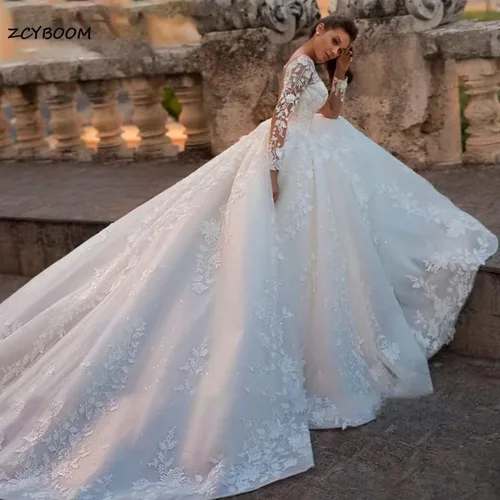 Vista 3 de SYYS Vestido de novia de sirena para novia 2023 apliques de encaje vintage con cuello en V vestidos de novia vestidos de baile SYYS26