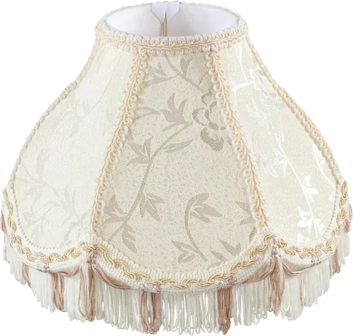 Vista 11 de Aspen Creative 55001 - Pantalla de lámpara de cúpula festoneada cosida a mano con flecos UNO en Biscotti Beige, 4 pulgadas superior x 10 pulgadas