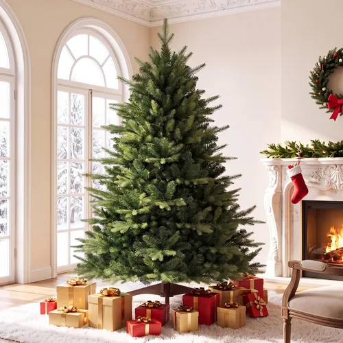 Vista 11 de 6ft Artificial Christmas Tree, Dense Branches Realistic Christmas Tree for Holiday Decor Collapsible Christmas Tree Reusable and Easy to Assemble