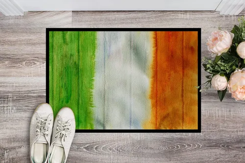 Vista 2 de Caroline's Treasures BB5753MAT - Tapete con diseño de bandera irlandesa en madera de 18 x 27 pulgadas, para interiores y exteriores, para entrada