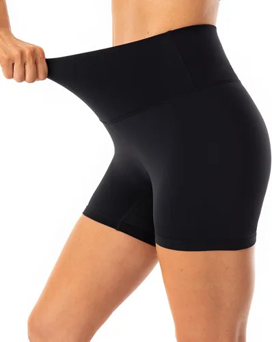 Vista 4 de Lavento - shorts para ciclismo, yoga, para mujer con sensación de segunda piel, cintura alta, ultrasuave, tiro de 56 pulgadas.