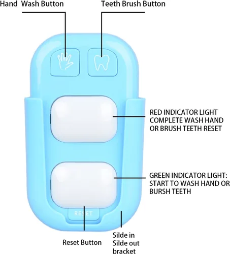 Vista 2 de SOARING Temporizador de cepillado de dientes y lavado de manos para niños, indicador de color para entrenamiento de niños, se pega en el baño (azul)