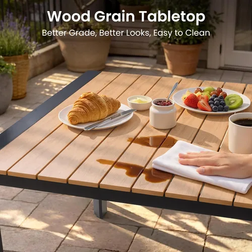 Vista 3 de Crestlive Products Juego de comedor de patio de 9 piezas, mesa de aluminio de 83 pulgadas para exteriores con 8 sillas reclinables, respaldo