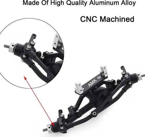 Vista 3 de Aleación de aluminio CNC eje delantero completo para 1/10 RC Crawler RC4WD Ge-Lande II TF2 D110 Yo-ta II Ejes (negro)