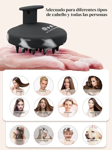 Vista 7 de HEETA Masajeador de Cuero Cabelludo para el Crecimiento del Cabello, Exfoliador de Cuero Cabelludo con Cerdas Suaves, Diseño de Silicona Integrado