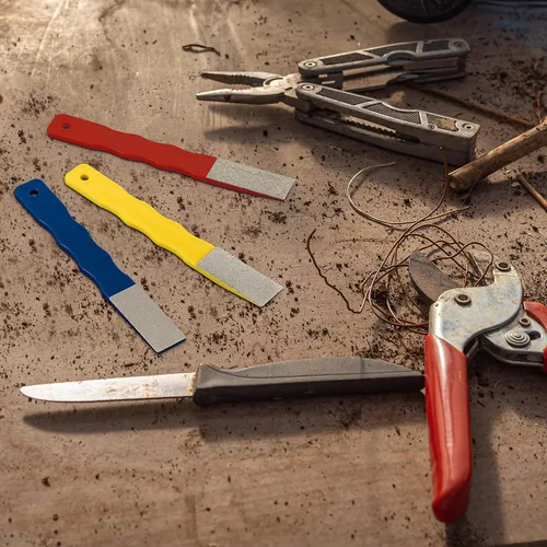 Vista 4 de Honoson Juego de 6 piezas de afilado de diamantes con código de color, herramientas de afilado de diamantes planos, juego de cuchillos planos