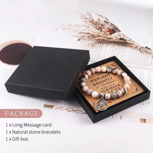 Vista 8 de GVUSMIL Pulseras inspiradoras de cumpleaños para profesoras, regalos para mujeres, pulseras de piedra curativa de la naturaleza, regalos