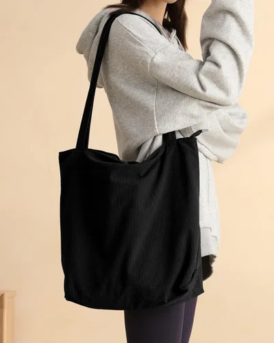 Vista 2 de Bolso de pana Iioscre para mujeres, bolsos hobo con cierre de cremallera, bolsos de hombro casuales de gran capacidad con bolsillos interiores
