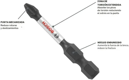 Vista 2 de BOSCH ITPH1102 - Paquete de 2 unidades de 1 pulgada. Phillips #1 Impact Tough Destornillador Brocas de Inserción