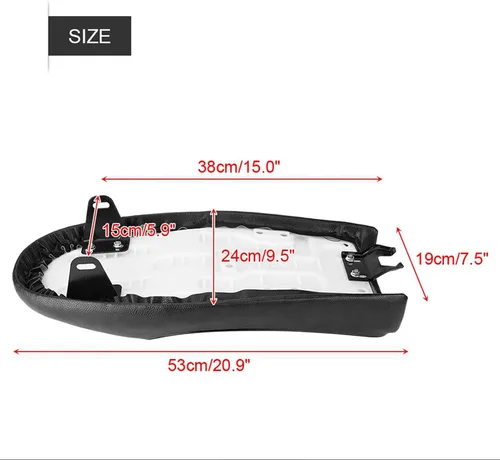 Vista 2 de Asiento de motocicleta PU cuero vintage Cafe Racer asiento Racer silla plana mar para CG125 GN CG CB400SS (B), modificación/reequipamiento