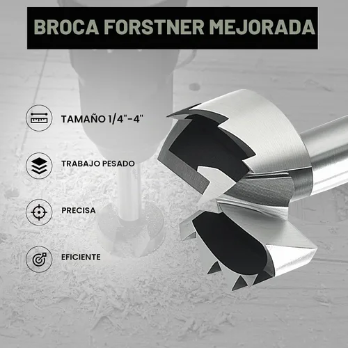 Vista 3 de BeHappy Juego de brocas Forstner con vástago hexagonal, 16 piezas de brocas de madera con vástago multicara para carpintería, abridor de barrena