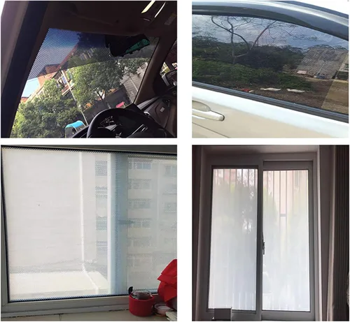 Vista 6 de Rollo de película de vinilo perforado para ventana, color blanco, unidireccional, para privacidad, autoadhesivo, para faros delanteros, 11.8 x 42.1