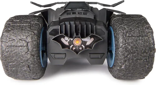 Vista 9 de DC Comics, Batman Stunt Force Batmobile, auto de control remoto para interiores, Turbo Boost y trucos locos, juguetes coleccionables de superhéroes