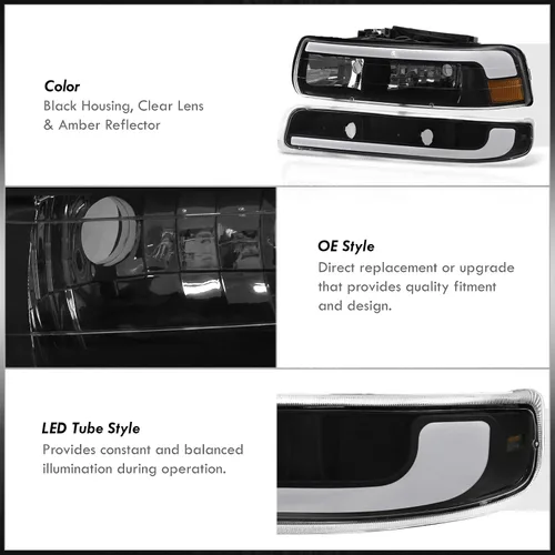 Vista 3 de AJP Distributors Juego de faros LED DRL con barra de tubo + esquinas parachoques de señal de conducción de señal izquierda derecha