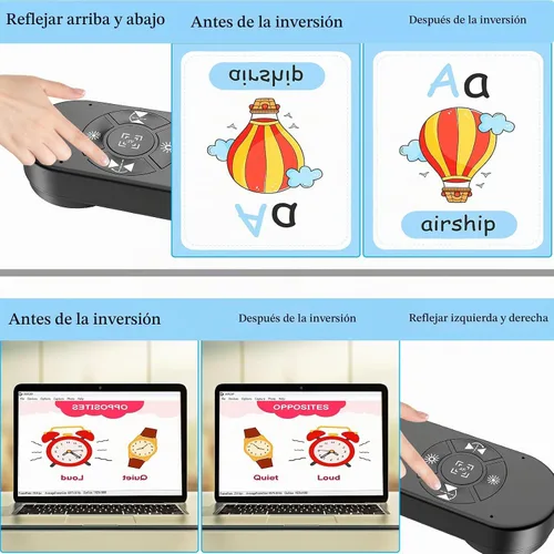 Vista 4 de Cámara de documentos USB de 8 MP para profesores y aula para tamaño A3 A4 con doble micrófono, luz LED de 3 niveles, arriba y abajo, inversión